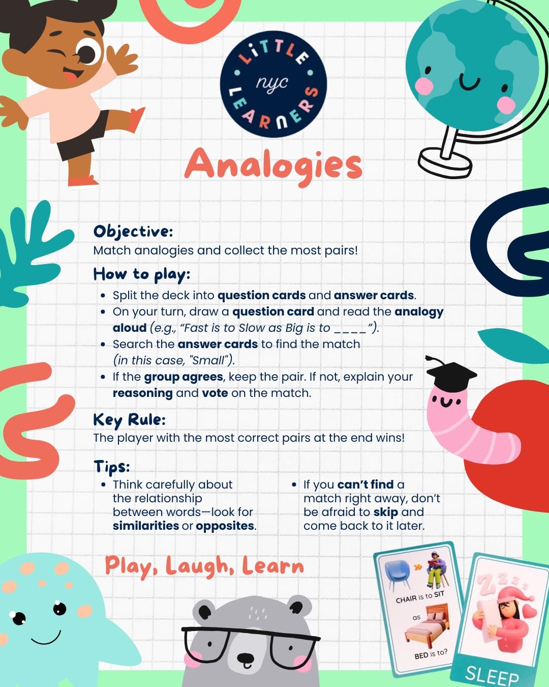 Analogy Card Matching Game for Kids